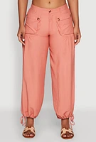 Womens Elastic Waist Drawstring Hem Joggers,