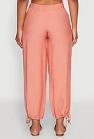 Womens Elastic Waist Drawstring Hem Joggers,