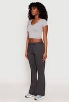 Womens Brushed Knit Acid Wash Flare Sweatpants,