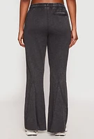 Womens Brushed Knit Acid Wash Flare Sweatpants,