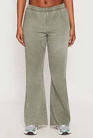 Womens Brushed Knit Acid Wash Flare Sweatpants, Green, Size M