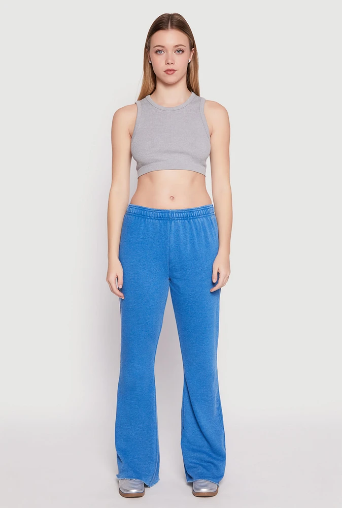 Womens Brushed Knit Acid Wash Flare Sweatpants, S