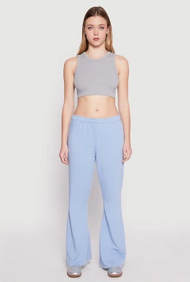 Womens Brushed Knit Acid Wash Flare Sweatpants, Blue,