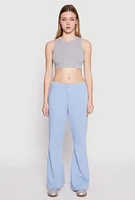Womens Brushed Knit Acid Wash Flare Sweatpants, Blue,