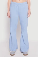 Womens Brushed Knit Acid Wash Flare Sweatpants, Blue,
