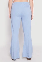 Womens Brushed Knit Acid Wash Flare Sweatpants, Blue,