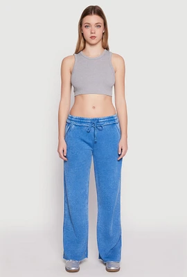 Womens Frayed Acid Wash Sweatpants,