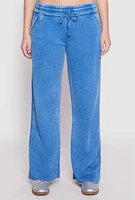 Womens Frayed Acid Wash Sweatpants,