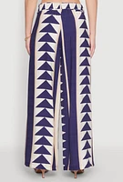 Womens Tie Waist Belted High Waisted Palazzo Pants, Blue, Size L