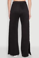 Womens Stylish High Waisted Varsity Stripe Active Pants, Black, Size L