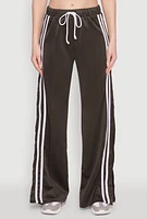 Womens Stylish High Waisted Varsity Stripe Active Pants, Green, Size L