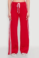 Womens Stylish High Waisted Varsity Stripe Active Pants, Red, Size S