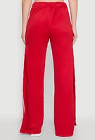 Womens Stylish High Waisted Varsity Stripe Active Pants, Red, Size S
