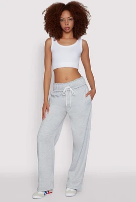 Womens Drawstring Paper Bag Waist Sweatpants,