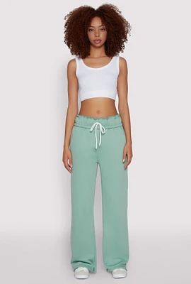Womens Drawstring Paper Bag Waist Sweatpants,