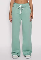 Womens Drawstring Paper Bag Waist Sweatpants,