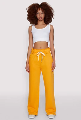 Womens Drawstring Paper Bag Waist Sweatpants,