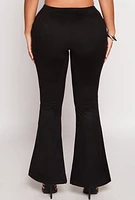 Womens Faux Suede Lace Up Flare Pants, Black, Size S