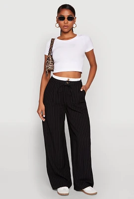 Womens Iris Contrast Waistband Pinstripe Trousers, S