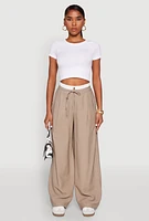 Womens Iris Contrast Waistband Pinstripe Trousers, Khaki, Size L