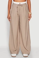 Womens Iris Contrast Waistband Pinstripe Trousers, Khaki, Size L
