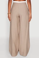 Womens Iris Contrast Waistband Pinstripe Trousers, Khaki, Size L