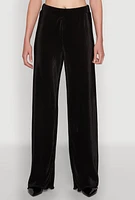 Womens Iris Plisse Lettuce Edge Wide Leg Pants, Black, Size S