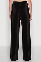 Womens Iris Plisse Lettuce Edge Wide Leg Pants, Black, Size S