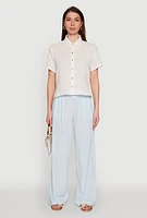 Womens Drawstring Palazzo Pants, Blue, Size S