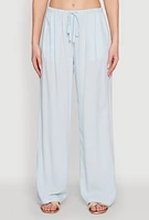 Womens Drawstring Palazzo Pants, Blue, Size S