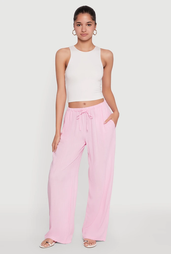 Womens Drawstring Palazzo Pants,