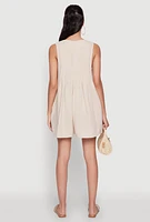 Womens Chic Gauze Knit Tie Front Sleeveless Romper,