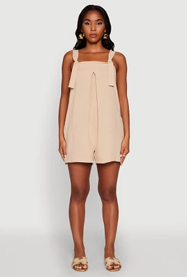 Womens Chic Tie Sleeves Pleated Crepe Knit Romper,