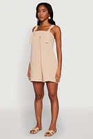 Womens Chic Tie Sleeves Pleated Crepe Knit Romper,