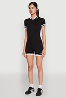 Womens Varsity Stripe Graphic Print Romper,
