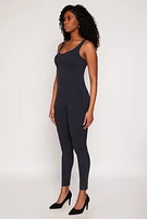 Womens Seamless Ribbed Knit Corset Detail Catsuit, Black, Size S-M