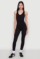 Womens Seamless Racerback Catsuit, Black, Size S-M