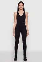 Womens Seamless Racerback Catsuit, Black, Size S-M