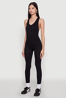 Womens Seamless Racerback Catsuit, Black, Size S-M