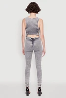 Womens Mineral Wash Lace Up Back Pintuck Jumpsuit, Grey, Size S