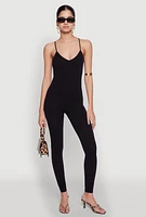 Womens Daisy Sleeveless V Neck Catsuit, M