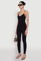 Womens Daisy Sleeveless V Neck Catsuit, M