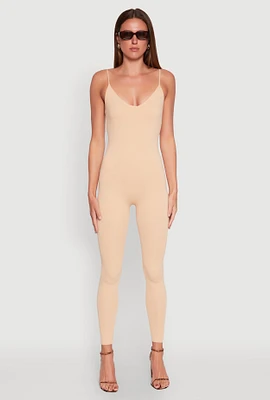 Womens Daisy Sleeveless V Neck Catsuit,