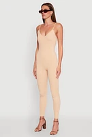 Womens Daisy Sleeveless V Neck Catsuit,
