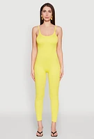 Womens Daisy Seamless Scoop Neck Cami Jumpsuit, Yellow, Size M