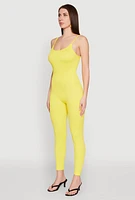 Womens Daisy Seamless Scoop Neck Cami Jumpsuit, Yellow, Size M