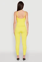 Womens Daisy Seamless Scoop Neck Cami Jumpsuit, Yellow, Size M