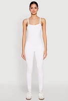 Womens Daisy Seamless Ribbed Knit Catsuit, White, Size S