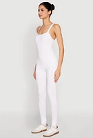 Womens Daisy Seamless Ribbed Knit Catsuit, White, Size S