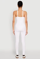 Womens Daisy Seamless Ribbed Knit Catsuit, White, Size S